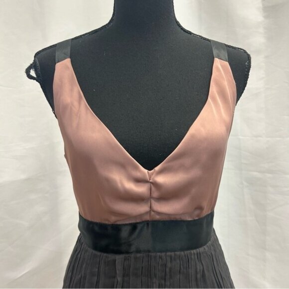 Zara silk satin V-neck sleeveless pleated tiered layered dress Sz  L pink gray - Picture 2 of 15